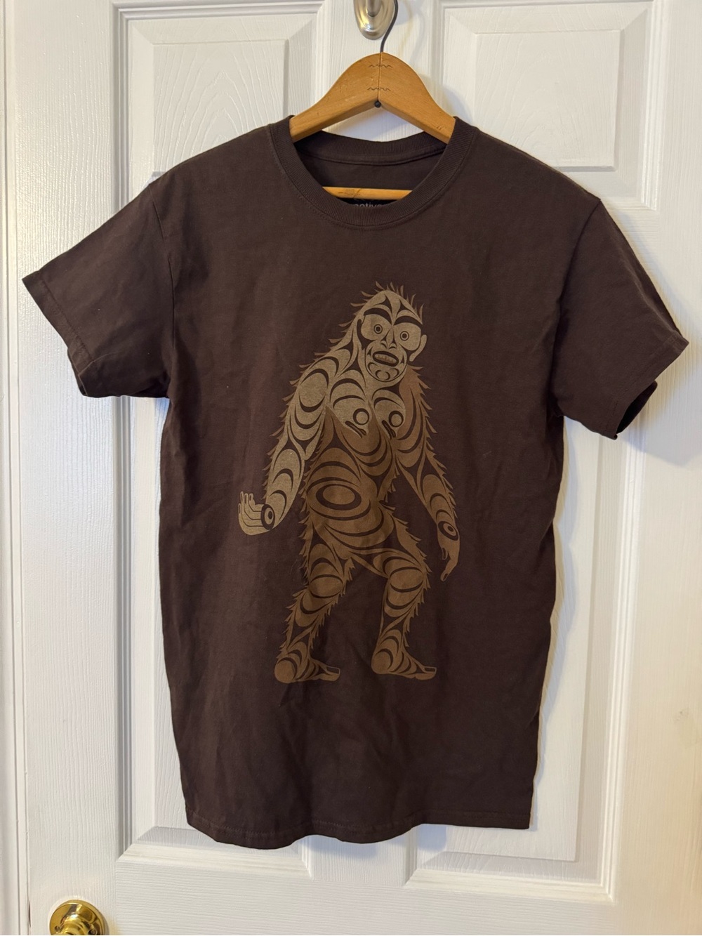 Native Brown Short Sleeve Tee with Tan Graphic Sasquatch